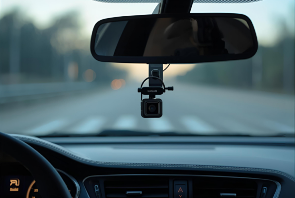 Dashcam installata sul parabrezza di un’auto per la registrazione di un sinistro stradale