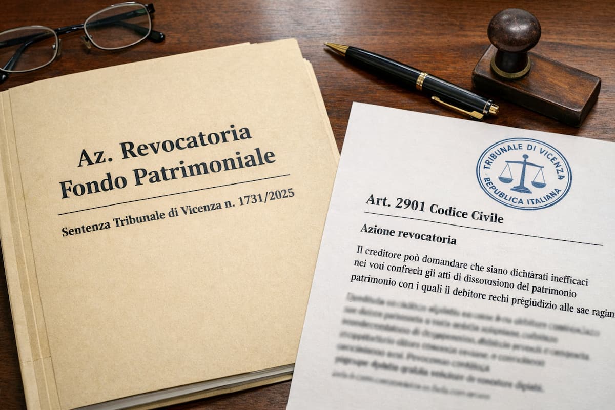 Azione revocatoria del fondo patrimoniale: commento alla sentenza del Tribunale di Vicenza n. 1731/2025