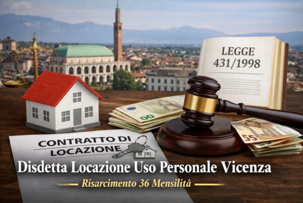 Disdetta locazione uso personale Vicenza con risarcimento minimo di 36 mensilità previsto dalla legge 431/1998