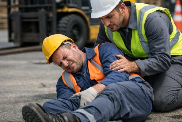 Operaio infortunato in magazzino dopo incidente con carrello elevatore, tema responsabilità del datore di lavoro e DVR sicurezza
